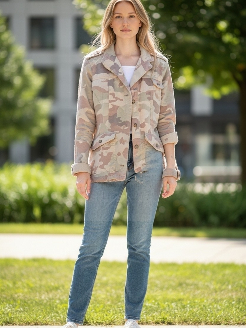 Maurices Beige Camo Utility Jacket